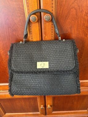 tuxedo hill Nadine Tweed Satchel large with Gold-Tone Turnlock